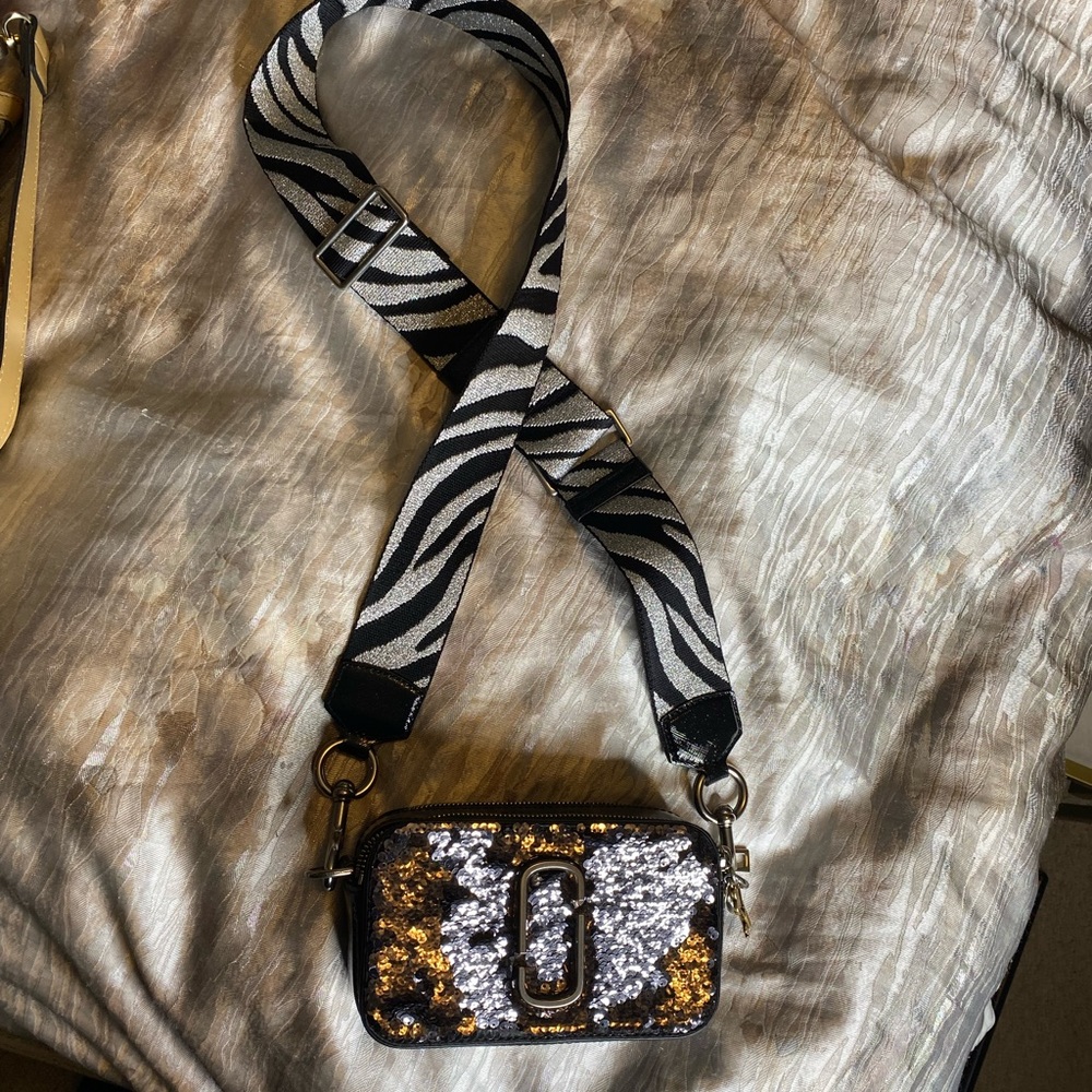 Marc Jacobs black and sequin camera bag